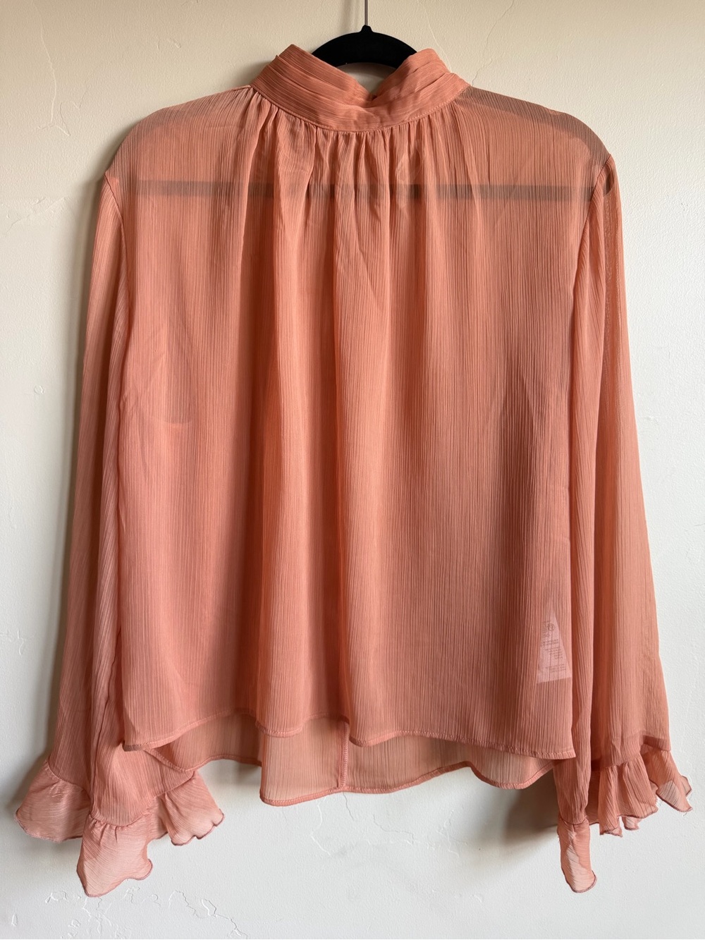 Women’s Anthropologie Peach Chiffon Ruffle Blouse Size Large